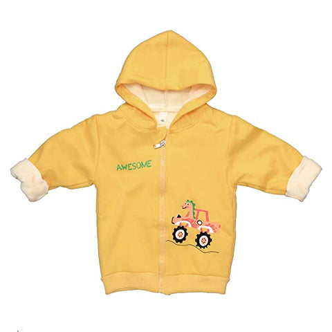 Kids Winter Warm Fleece Awesome Dinosaur Print Front Open Zipper Hoodie Sweatshirt