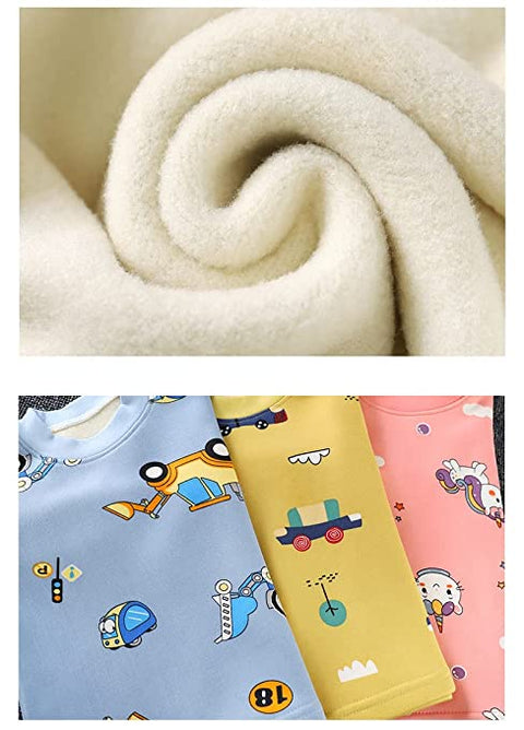 Winter Warm Fleece Kid's Cartoon Thick T-Shirt and Pajama Clothing Set