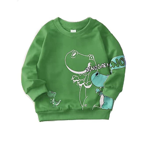 Kid's Full Sleeve Dinosaur Print Prewinter Cotton Sweatshirt
