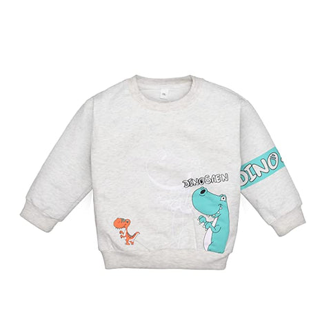 Kid's Full Sleeve Dinosaur Print Prewinter Cotton Sweatshirt