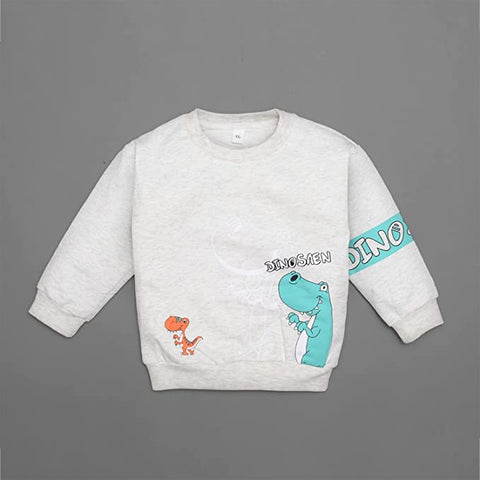 Kid's Full Sleeve Dinosaur Print Prewinter Cotton Sweatshirt