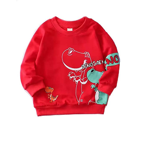 Kid's Full Sleeve Dinosaur Print Prewinter Cotton Sweatshirt