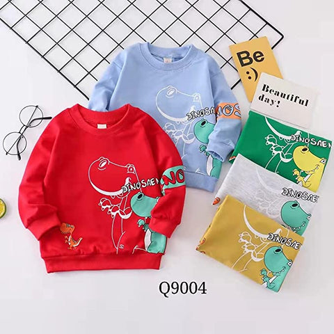 Kid's Full Sleeve Dinosaur Print Prewinter Cotton Sweatshirt