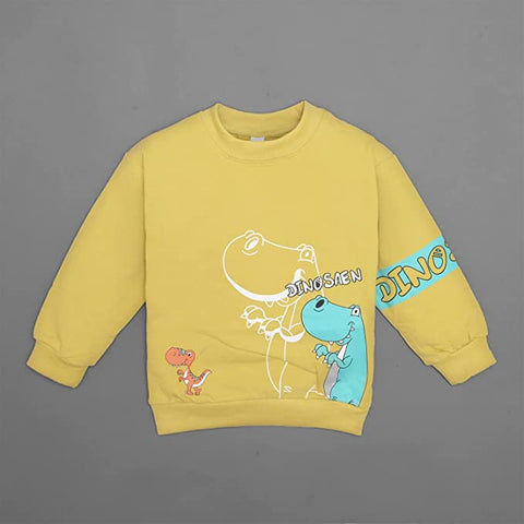 Kid's Full Sleeve Dinosaur Print Prewinter Cotton Sweatshirt