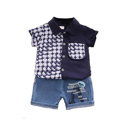 Kid's Cotton Blend Shirt and Shorts Set for Infant Toddler Baby Boys