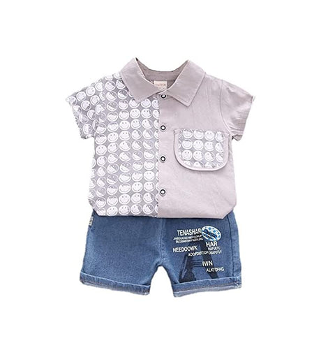 Kid's Cotton Blend Shirt and Shorts Set for Infant Toddler Baby Boys