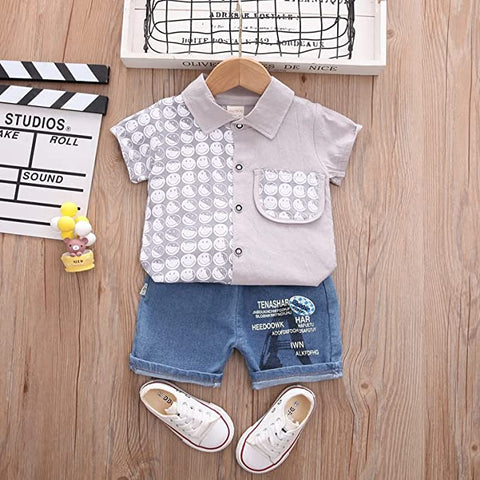 Kid's Cotton Blend Shirt and Shorts Set for Infant Toddler Baby Boys