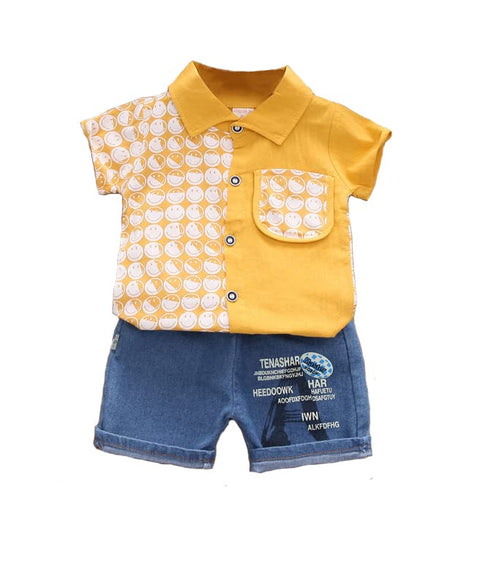 Kid's Cotton Blend Shirt and Shorts Set for Infant Toddler Baby Boys