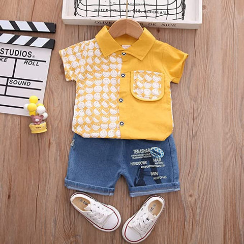 Kid's Cotton Blend Shirt and Shorts Set for Infant Toddler Baby Boys