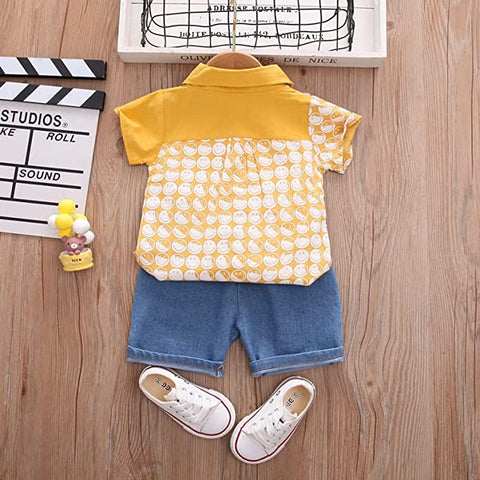 Kid's Cotton Blend Shirt and Shorts Set for Infant Toddler Baby Boys