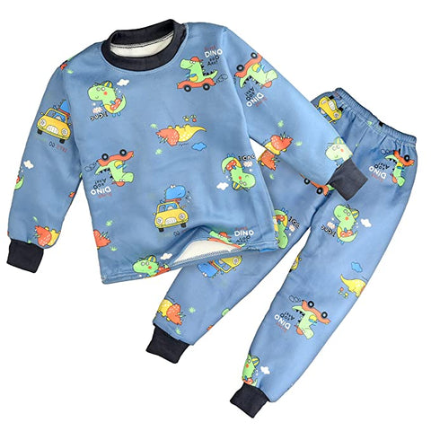 Winter Warm Random Print  Kid's Full Length Sweatshirt and Pajama Clothing Set
