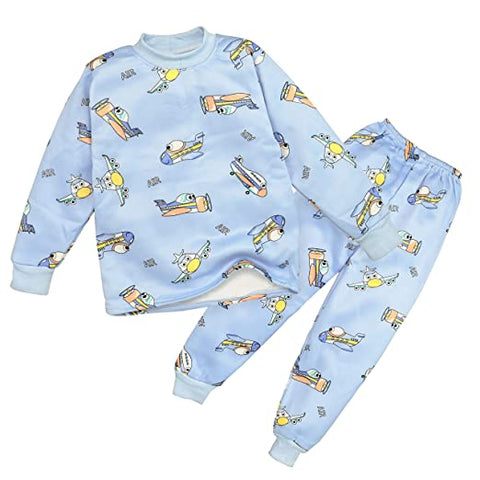 Winter Warm Random Print  Kid's Full Length Sweatshirt and Pajama Clothing Set