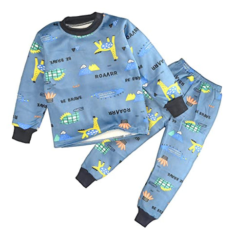 Winter Warm Random Print  Kid's Full Length Sweatshirt and Pajama Clothing Set