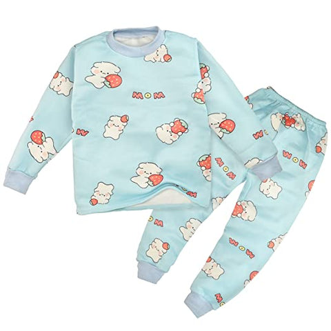 Winter Warm Random Print  Kid's Full Length Sweatshirt and Pajama Clothing Set