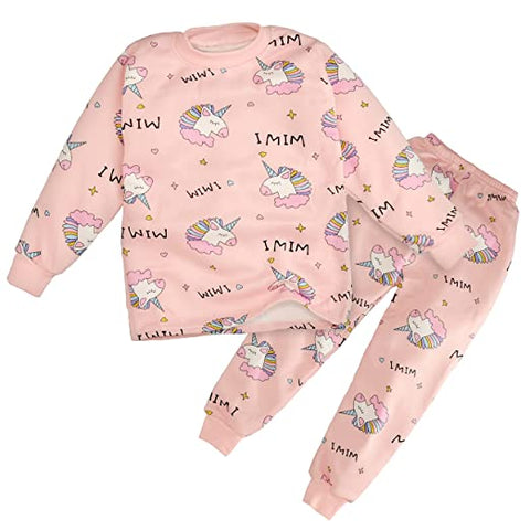 Winter Warm Random Print  Kid's Full Length Sweatshirt and Pajama Clothing Set