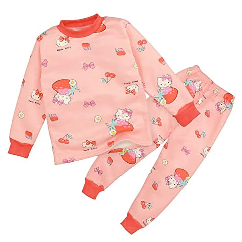 Winter Warm Random Print  Kid's Full Length Sweatshirt and Pajama Clothing Set