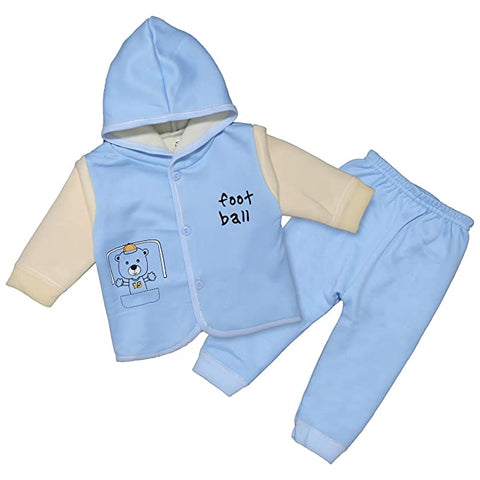 Winter Warm Full Sleeve Hoodie Sweatshirt Pajama Set for 0 to 1 Year Baby Boy & Girl