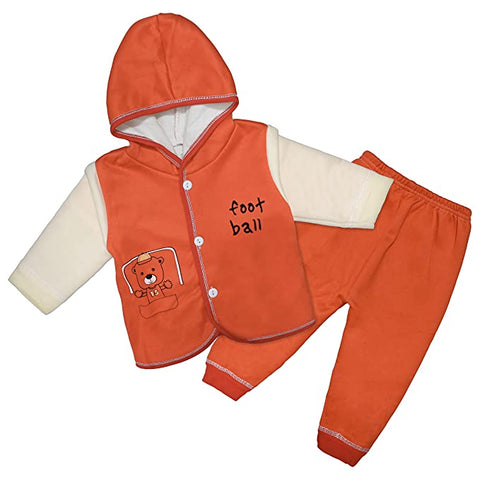 Winter Warm Full Sleeve Hoodie Sweatshirt Pajama Set for 0 to 1 Year Baby Boy & Girl