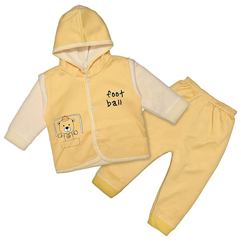 Winter Warm Full Sleeve Hoodie Sweatshirt Pajama Set for 0 to 1 Year Baby Boy & Girl