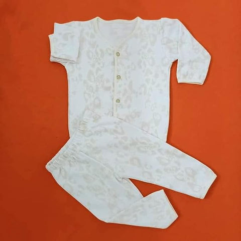 Newborn Pure Cotton Full Sleeve Fleece Lined Front Open Shirt and Pyjama Luxury Thermal Clothing Set for Newborn Infant Baby Boy n Girl