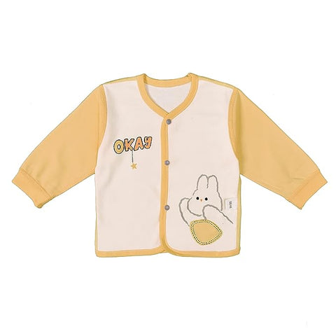 Baby Boy Girl Cozy Full Sleeve Bunny Cartoon Print Front Open Shirt Pajama Baba Suit for Newborn Infant Kids