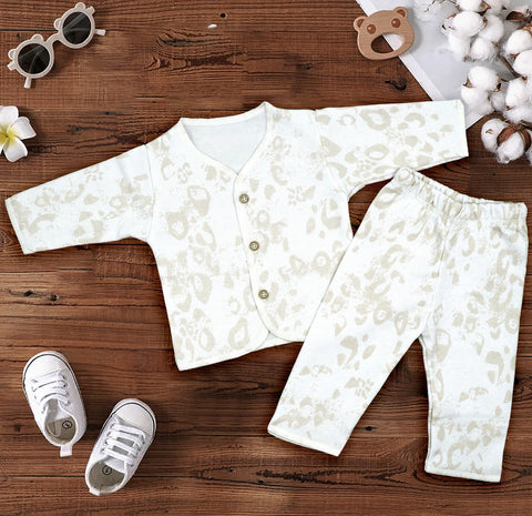 Newborn Baby Pure Cotton Warm Fleecy Full Sleeve Front Open Shirt Pajama Baba Suit
