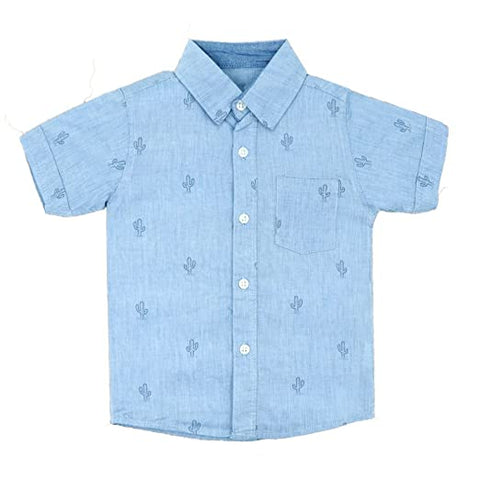 Kid's Cool Print Half Sleeve Cotton Party Shirt for Infant Toddler and Young Boys