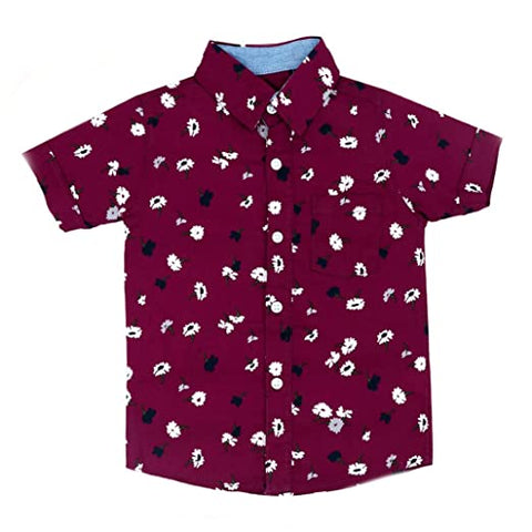 Kid's Cool Print Half Sleeve Cotton Party Shirt for Infant Toddler and Young Boys