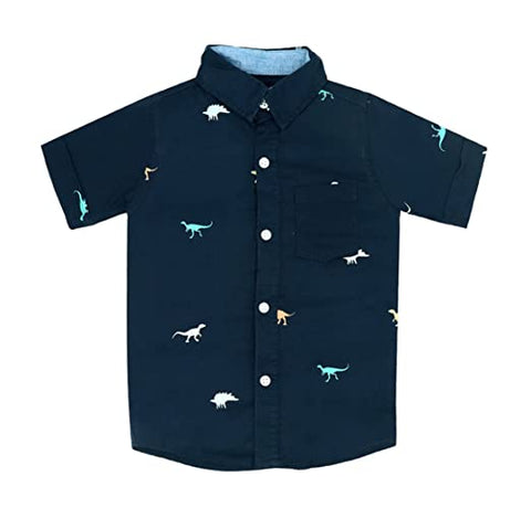 Kid's Cool Print Half Sleeve Cotton Party Shirt for Infant Toddler and Young Boys