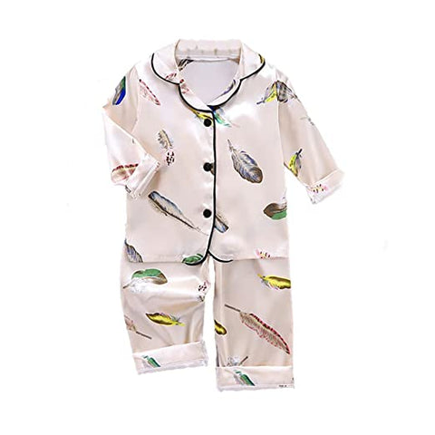 Kid's Silky Soft Full Sleeve Sleepwear Night Suit Night Dress Sleep Suit for Infant Toddler Boys and Girls
