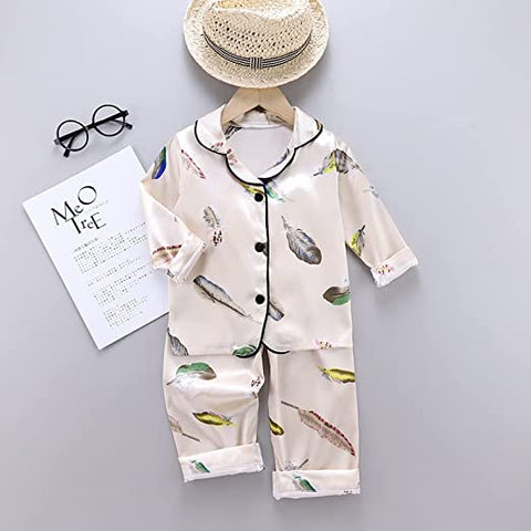 Kid's Silky Soft Full Sleeve Sleepwear Night Suit Night Dress Sleep Suit for Infant Toddler Boys and Girls