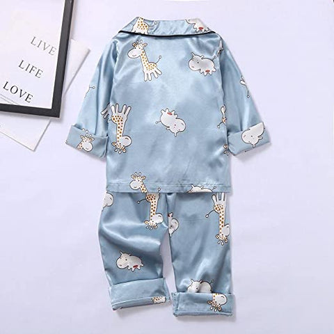 Kid's Silky Soft Full Sleeve Sleepwear Night Suit Night Dress Sleep Suit for Infant Toddler Boys and Girls