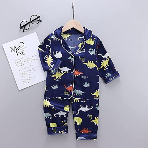 Kid's Silky Soft Full Sleeve Sleepwear Night Suit Night Dress Sleep Suit for Infant Toddler Boys and Girls