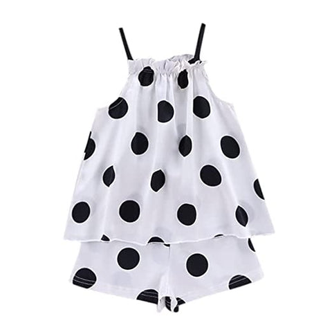 Silky Shiny Girl's Shoulder Tie Summer Top and Shorts Sleepwear Set Night Dress for Infant Toddler Baby Girls