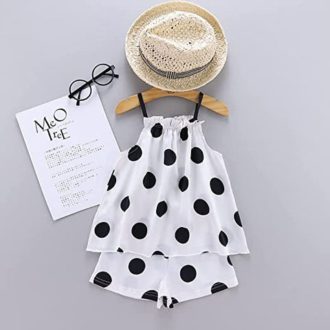 Silky Shiny Girl's Shoulder Tie Summer Top and Shorts Sleepwear Set Night Dress for Infant Toddler Baby Girls