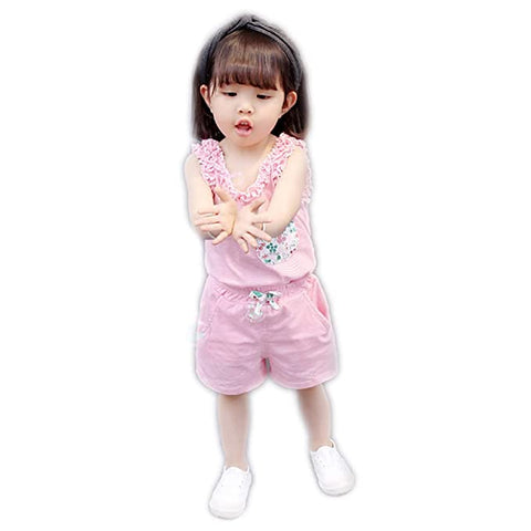 Girl's Sleeveless Floral Print T-shirt Top & Shorts Summer Casual Clothing Set for Infant Toddler Tween Baby Girls