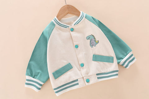 Kids Winter Full Sleeve Dinosaur T-shirt with Jacket & Jeans Pant 3 Piece Party Dress for Boys