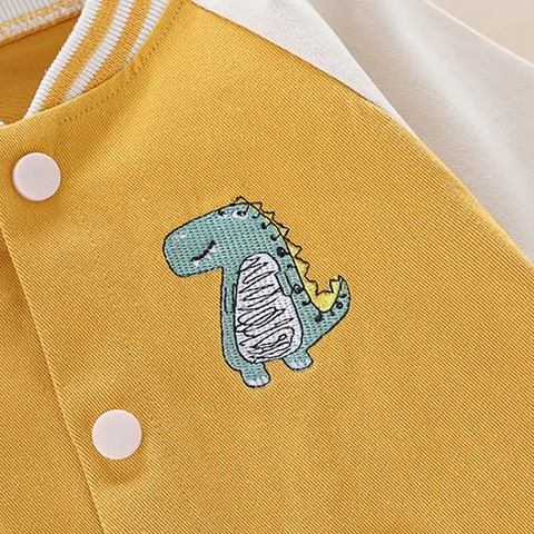 Kids Winter Full Sleeve Dinosaur T-shirt with Jacket & Jeans Pant 3 Piece Party Dress for Boys