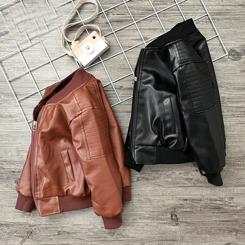 Kid's Winter Warm Party Leather Jacket Coat with Fleece Lining for Boys & Girls