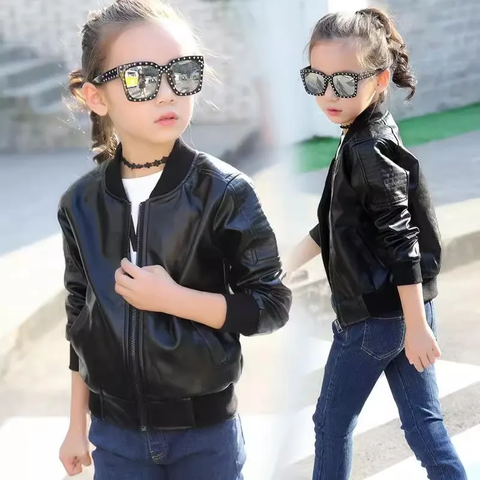 Kid's Winter Warm Party Leather Jacket Coat with Fleece Lining for Boys & Girls