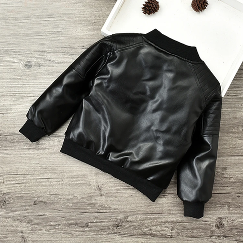 Kid's Winter Warm Party Leather Jacket Coat with Fleece Lining for Boys & Girls