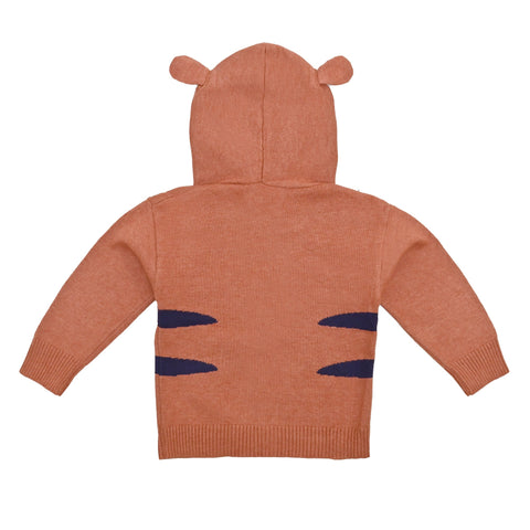 Kid's Jungle Animal Warm Wool Knitted Front Open Hoodie Sweater Cardigan
