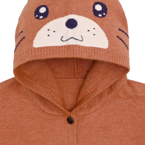 Kid's Jungle Animal Warm Wool Knitted Front Open Hoodie Sweater Cardigan