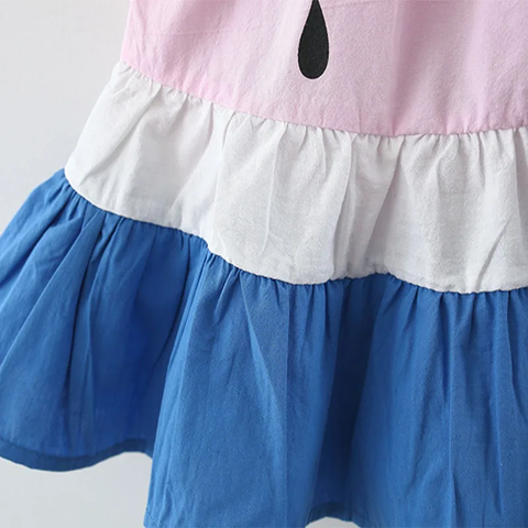 One in Melon Girls Cap Sleeve Cotton Flared Dress Frock with Matching Bag for Infant Toddler Baby Girls