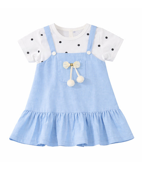 Girls Polka Tee Pinafore One-Piece Dress