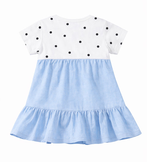 Girls Polka Tee Pinafore One-Piece Dress