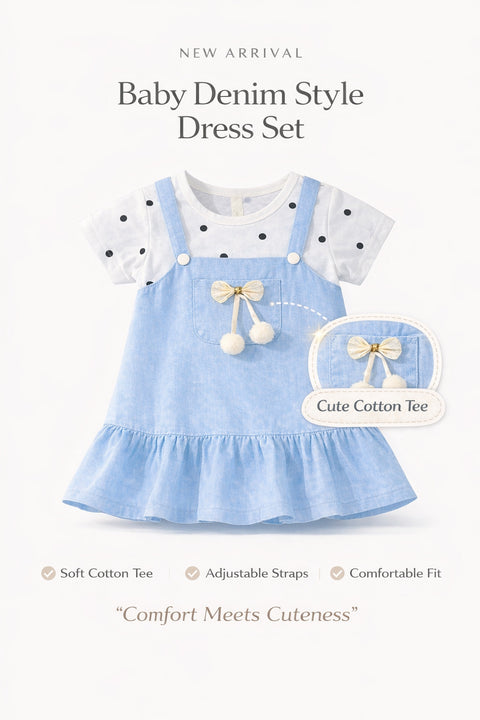 Girls Polka Tee Pinafore One-Piece Dress