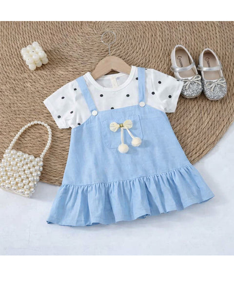 Girls Polka Tee Pinafore One-Piece Dress