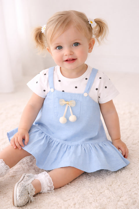 Girls Polka Tee Pinafore One-Piece Dress