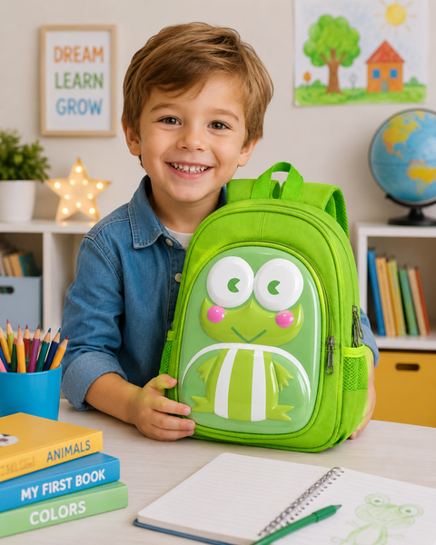 Cute 3D Frog Kids Backpack School Bag for Boys n Girls